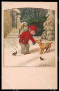 Artist Ebner Pauli Children Dog Birds August Roekl 1447 postcard CT0317 – fronte