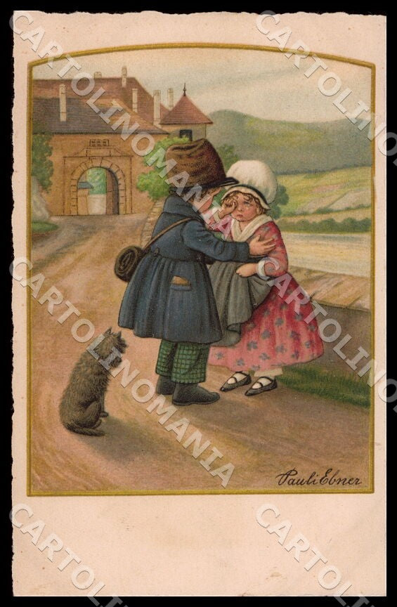 Artist Ebner Pauli Children Dog Dondorf Roekl 2463 postcard CT0326 – fronte