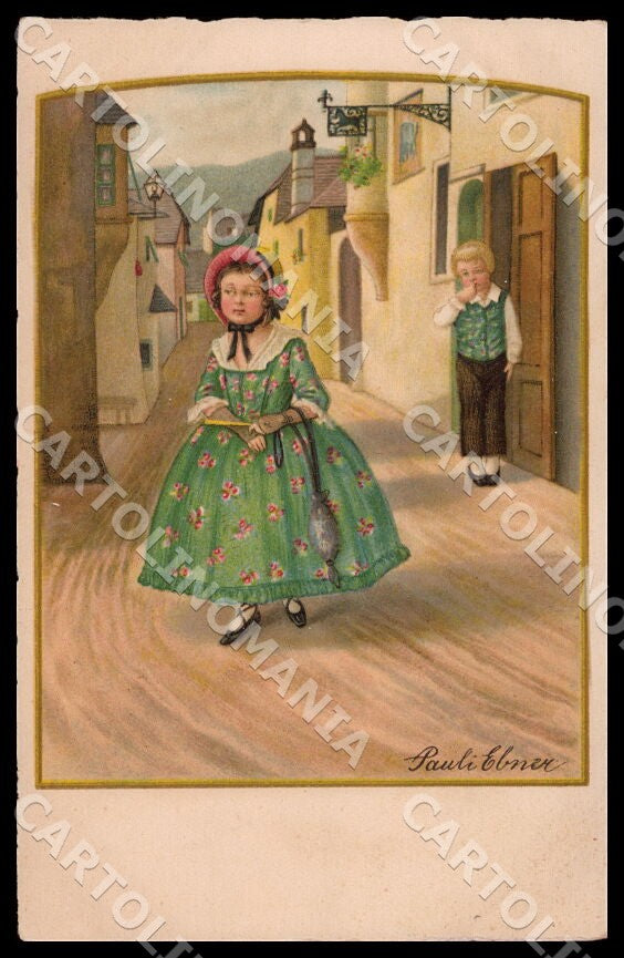 Artist Ebner Pauli Fashion Boy Girl Dondorf Roekl 2463 postcard CT0328 – fronte