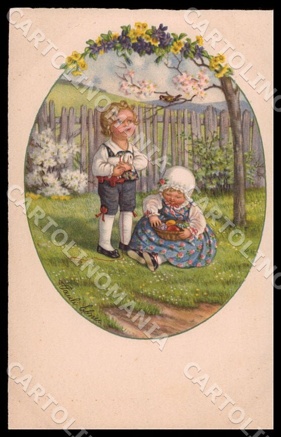Artist Ebner Pauli Children Easter Spring Dondorf Roekl 2722 postcard CT0335 – fronte