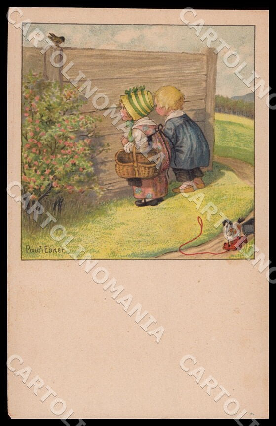 Artist Ebner Pauli Children Horse Toy August Roekl 1321 ABRADED postcard CT0338 – fronte
