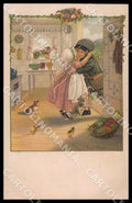 Artist Ebner Pauli Kissing Children Cat Dog August Roekl 1426 postcard CT0344 – fronte