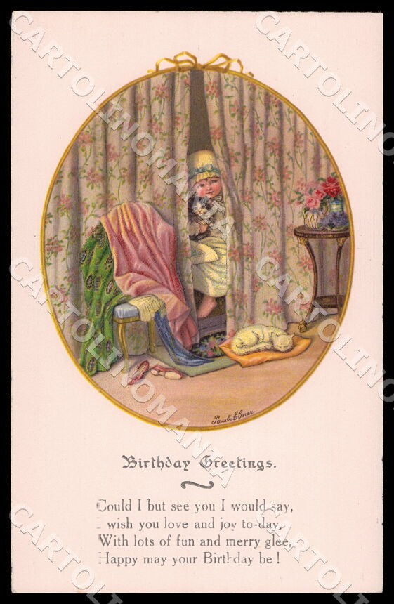 Artist Ebner Pauli Children Birthday Cat Dondorf Roekl 1428 postcard CT0351 – fronte