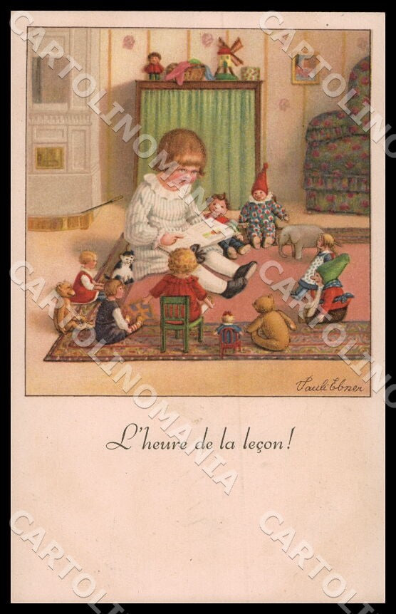 Artist Ebner Art Deco Children Doll Teddy Bear Dondorf 2460 postcard CT0354 – fronte
