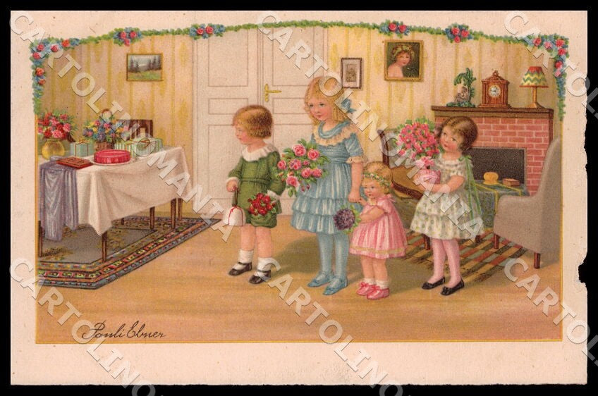 Artist Ebner Pauli Children Birthday Dondorf 3165 ABRADED postcard CT0356 – fronte
