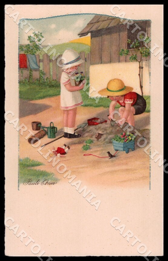 Artist Ebner Pauli Playing Children Doll Dondorf 3588 postcard CT0358 – fronte