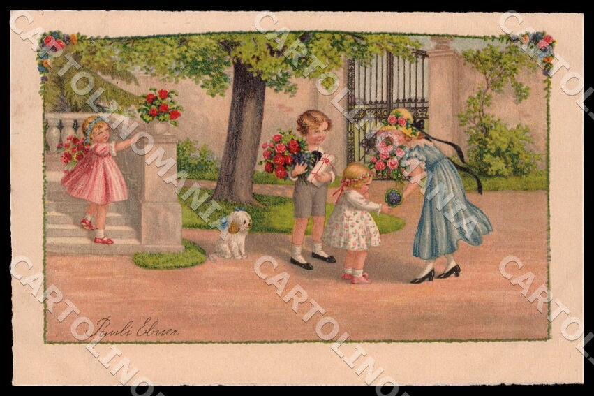 Artist Ebner Pauli Fashion Children Dog Dondorf 3158 postcard CT0359 – fronte