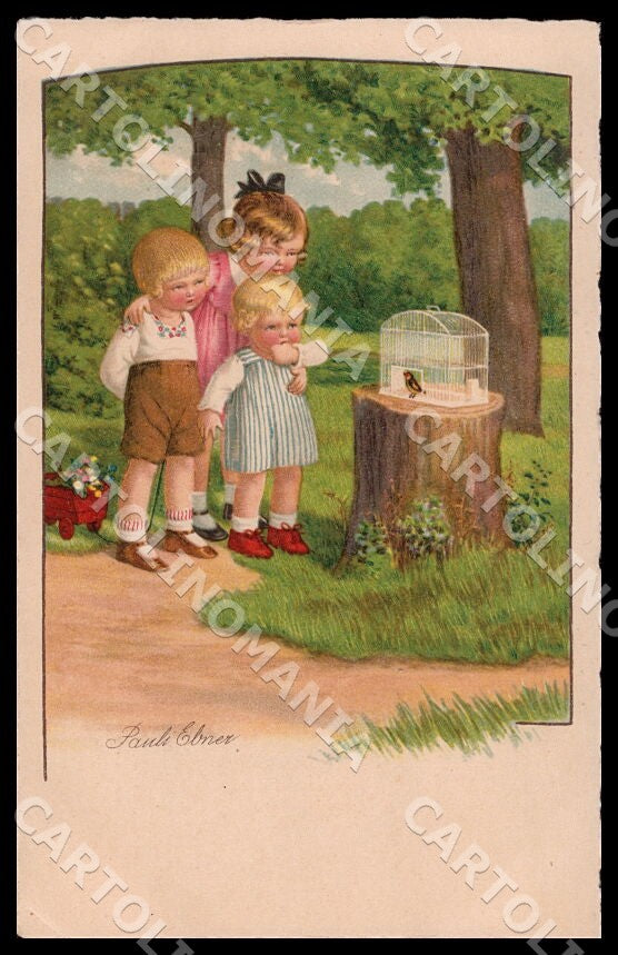 Artist Ebner Pauli Children Bird Dondorf 3590 CREASE postcard CT0364 – fronte