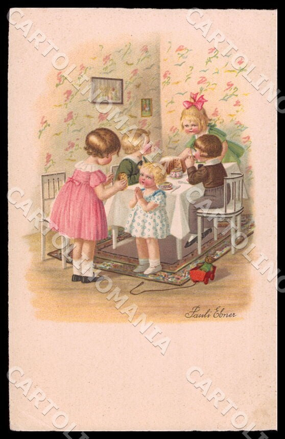 Artist Ebner Pauli Children Teddy Bear Dondorf 4066 CREASE postcard CT0365 – fronte