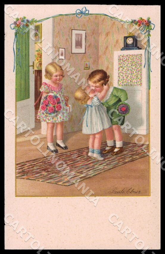 Artist Ebner Pauli Kissing Children Dondorf 3900 SN1 postcard CT0368 – fronte