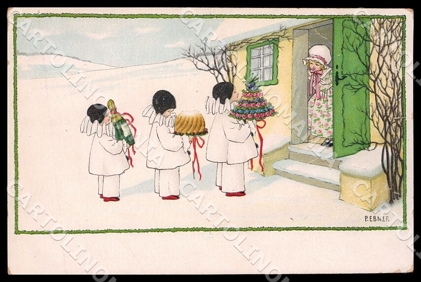 Artist Ebner Pauli Children Pierrot MM Vienne 1235 SMALL CREASES postcard CT0374 – fronte