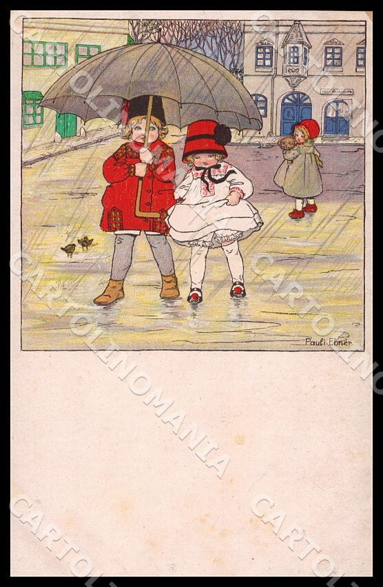 Artist Ebner Pauli Children MM Vienne 1381 ABRADED postcard CT0377 – fronte
