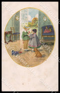 Artist Ebner Children Dog MM Vienne 1228 SMALL CREASE ABRADED postcard CT0380 – fronte