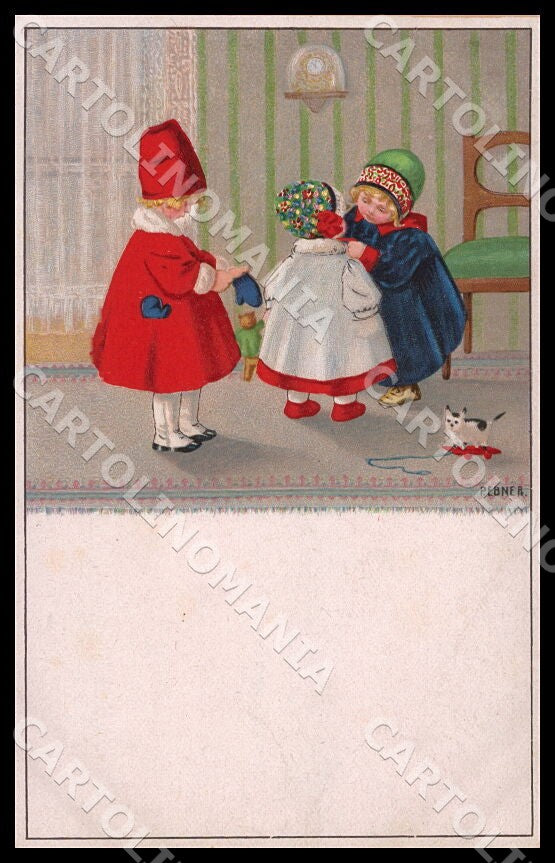 Artist Ebner Children Teddy Bear MM Vienne 878 SMALL CREASE postcard CT0387 – fronte
