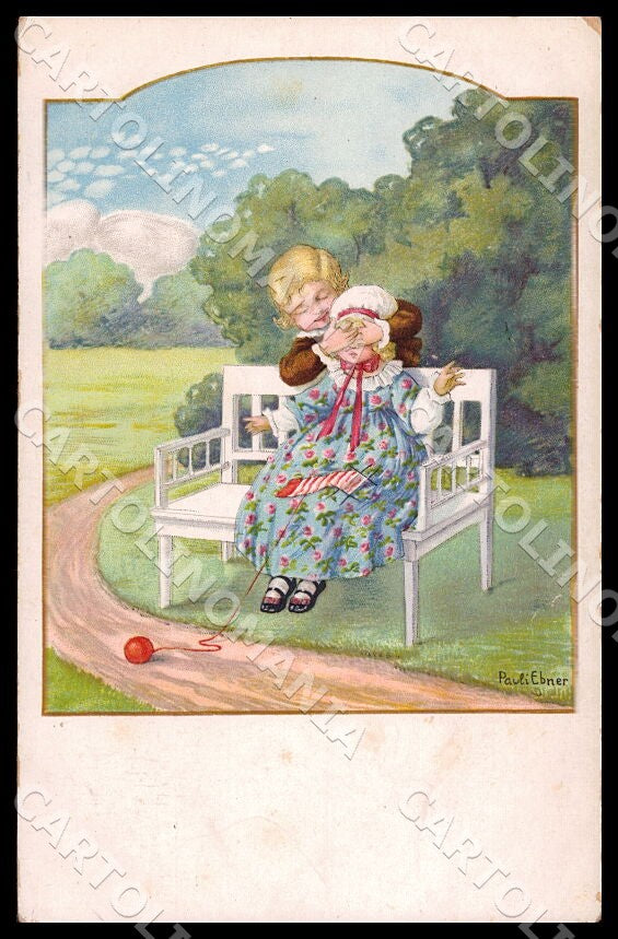 Artist Ebner Pauli Children MM Vienne 1263 SMALL CREASES postcard CT0396 – fronte