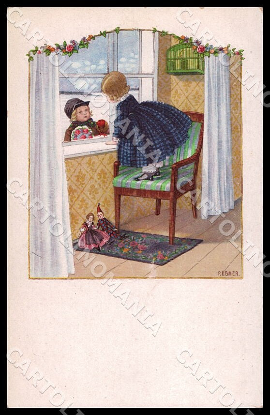 Artist Ebner Pauli Fashion Children Doll MM Vienne 1202 postcard CT0407 – fronte