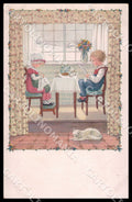 Artist Ebner Pauli Children White Cat MM Vienne 1158 postcard CT0408 – fronte