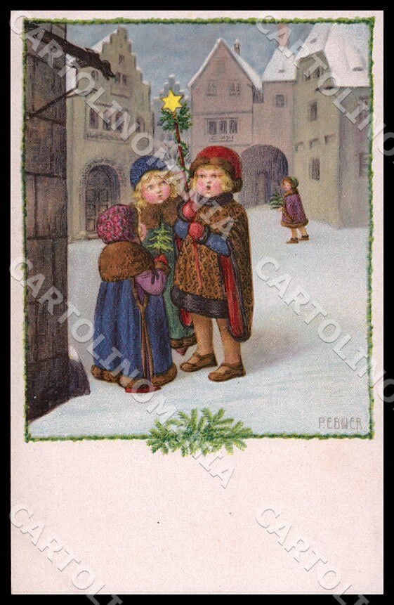 Artist Ebner Pauli Children Christmas Tree MM Vienne 1268 postcard CT0411 – fronte