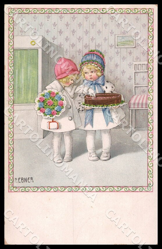 Artist Ebner Pauli Children Cake MM Vienne 1269 PUA postcard CT0412 – fronte