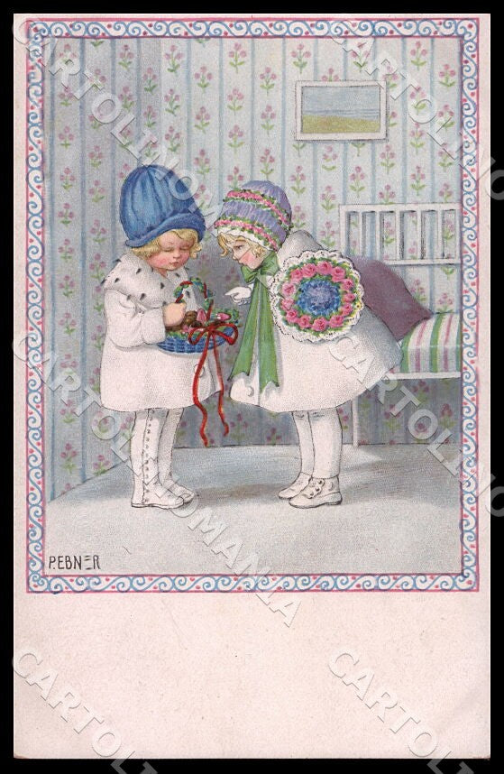 Artist Ebner Pauli Fashion Children MM Vienne 1269 postcard CT0414 – fronte