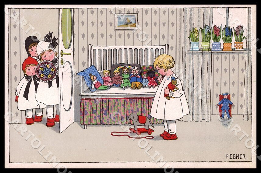 Artist Ebner Pauli Children Doll Elephant Toy MM Vienne 1393 postcard CT0415 – fronte