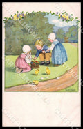 Artist Ebner Pauli Children Easter Eggs Chicks SMALL CREASES postcard CT0419 – fronte