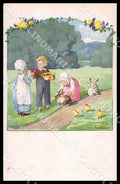 Artist Ebner Pauli Children Rabbit Chicks Easter MM Vienne 1238 postcard CT0421 – fronte