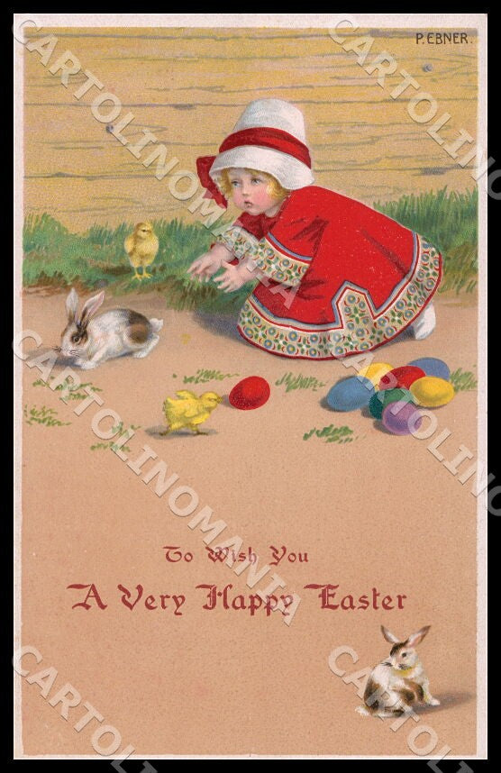 Artist Ebner Pauli Children Easter Rabbit Eggs MM Vienne 848 postcard CT0433 – fronte