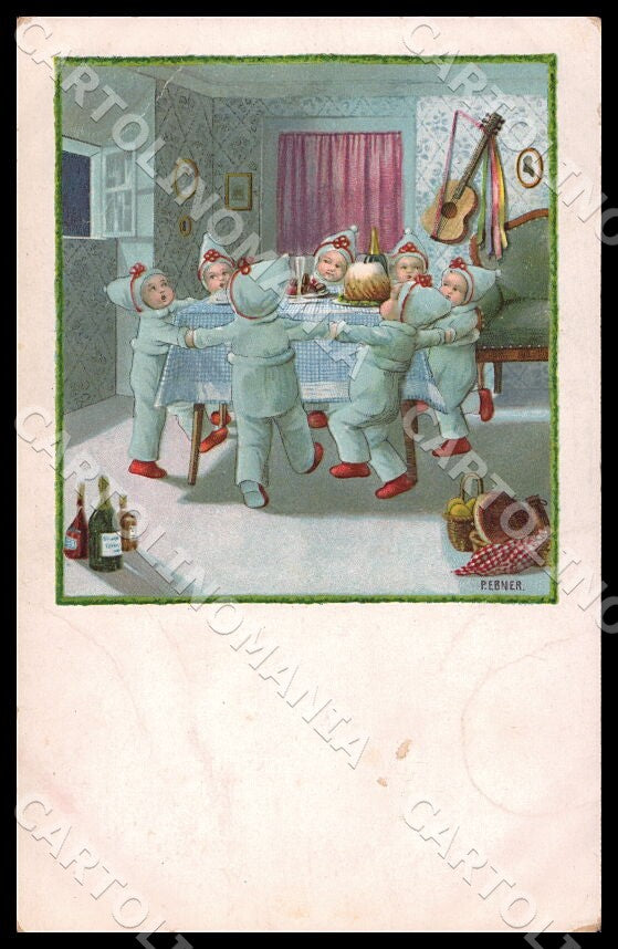 Artist Ebner Pauli Children MM Vienne 1223 CREASES ABRADED postcard CT0438 – fronte
