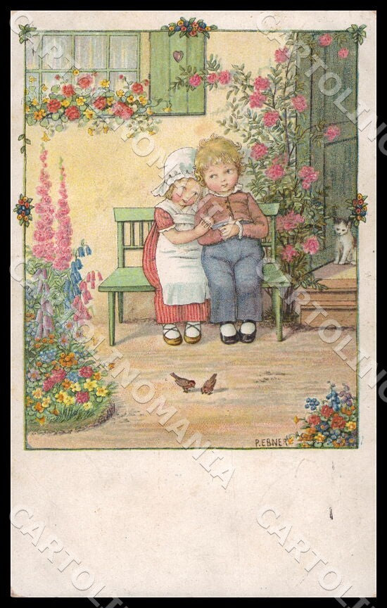 Artist Ebner Pauli Children Bird MM Vienne 155 CREASES postcard CT0440 – fronte