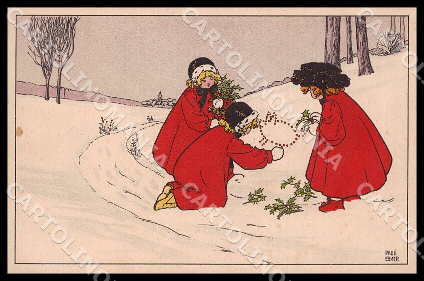 Artist Ebner Pauli Art Deco Children Christmas MM Vienne 468 postcard CT0453 – fronte