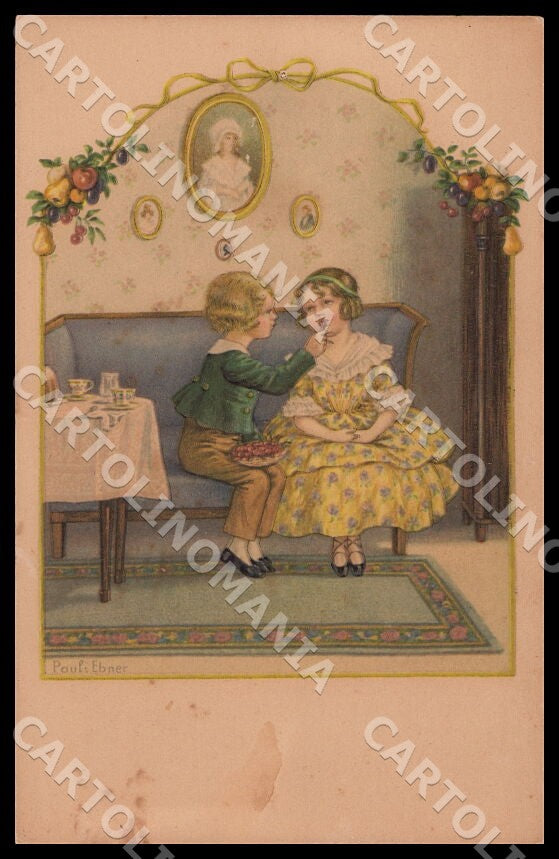Artist Ebner Pauli Children August Roekl 1316 ABRADED HOLES postcard CT0454 – fronte