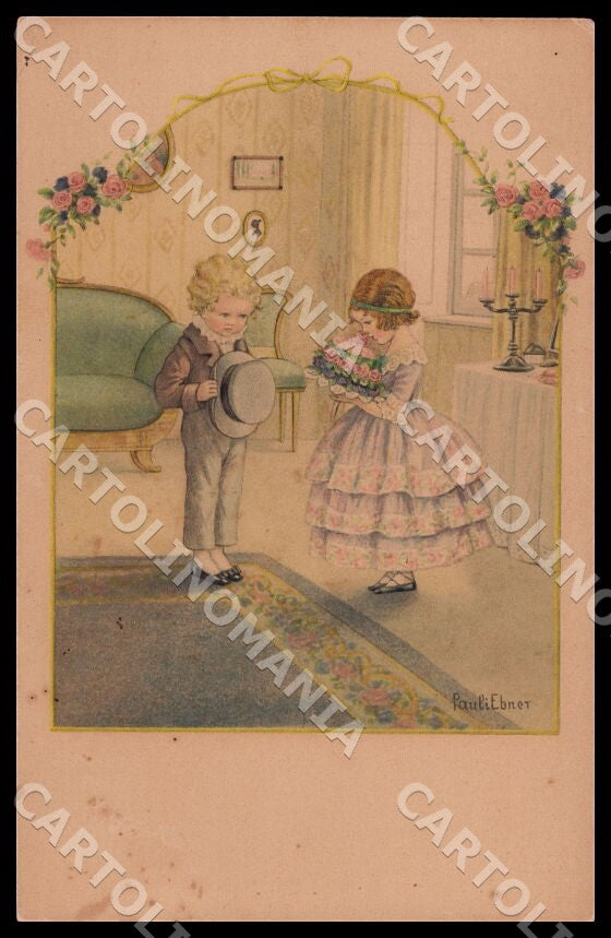 Artist Ebner Pauli Children August Roekl ABRADED SMALL CREASES postcard CT0455 – fronte
