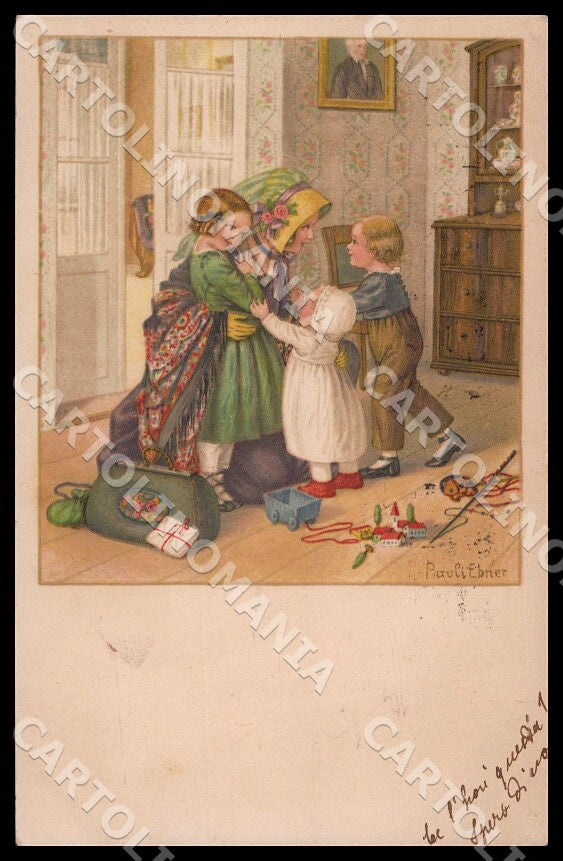 Artist Ebner Pauli Children August Roekl 1595 SMALL CREASE postcard CT0460 – fronte