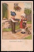 Artist Ebner Pauli Children Doll Cat Dog August Roekl 248 postcard CT0463 – fronte