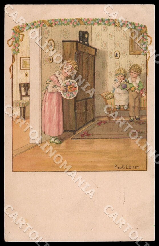 Artist Ebner Pauli Art Deco Children Birthday SMALL CREASE postcard CT0465 – fronte
