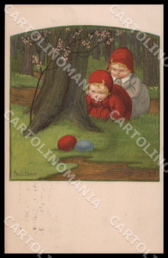 Artist Ebner Pauli Children Easter Eggs August Roekl 1309 Q postcard CT0467 – fronte