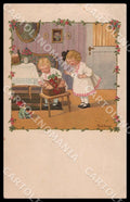 Artist Ebner Pauli Children Pig Doll August Roekl 1319 CREASES postcard CT0468 – fronte