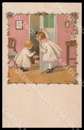 Artist Ebner Pauli Children Pig August Roekl 1319 CREASES postcard CT0469 – fronte