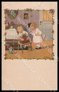 Artist Ebner Art Deco Pig Children August Roekl SMALL CREASES postcard CT0470 – fronte