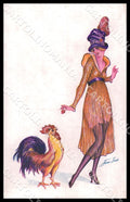 Artist Sager X. Art Deco Fashion Lady Noyer 108 SMALL CREASE postcard CT0481 – fronte