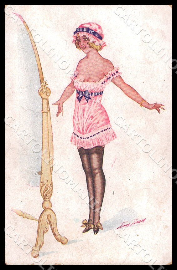 Artist Sager X. Art Deco Glamour Risque Mirror Lady Noyer 489 postcard CT0483 – fronte
