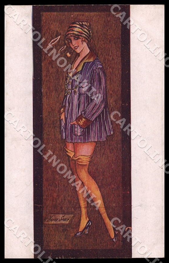 Artist Sager X. Fashion Glamour Risque Smoking Girl Noyer 99 postcard CT0487 – fronte
