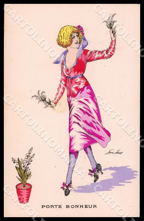 Artist Sager X. Art Deco Fashion Lady Noyer 71 postcard CT0488 – fronte