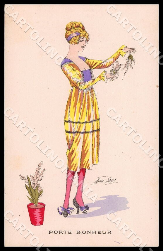 Artist Sager X. Fashion Art Nouveau Lady May Day Noyer 71 postcard CT0492 – fronte