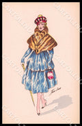 Artist Sager X. Fashion Art Deco Lady Noyer 36 postcard CT0501 – fronte
