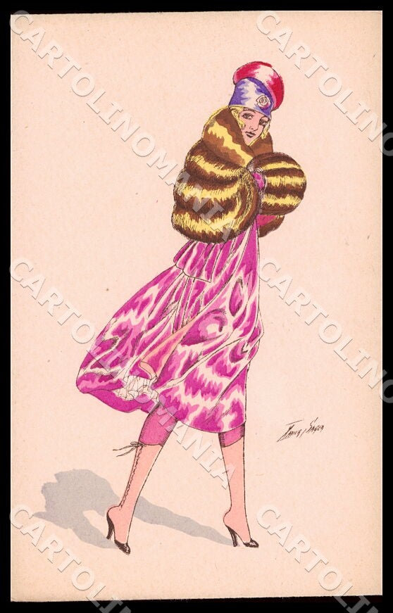 Artist Sager X. Art Deco Fashion Lady Noyer 36 postcard CT0502 – fronte