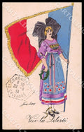 Artist Sager X. Alsace Lady Flag Propaganda Noyer 72 postcard CT0507 – fronte