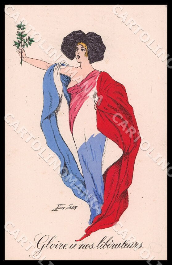 Artist Sager X. France Flag Fashion Glamour Lady Noyer 72 postcard CT0508 – fronte
