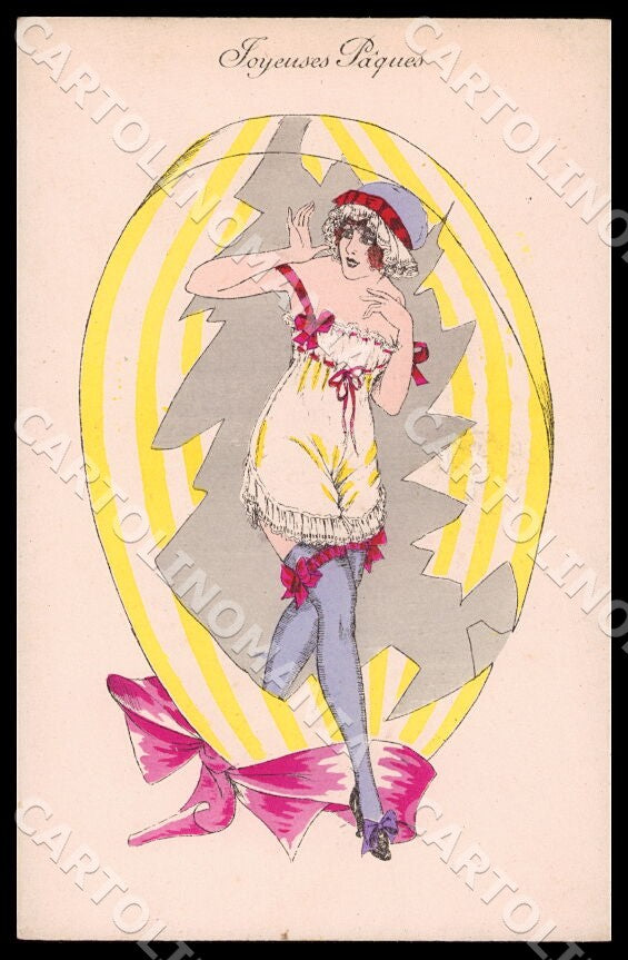 Artist Sager X. Risque Glamour Lady Easter Noyer Série N° 68 postcard CT0510 – fronte